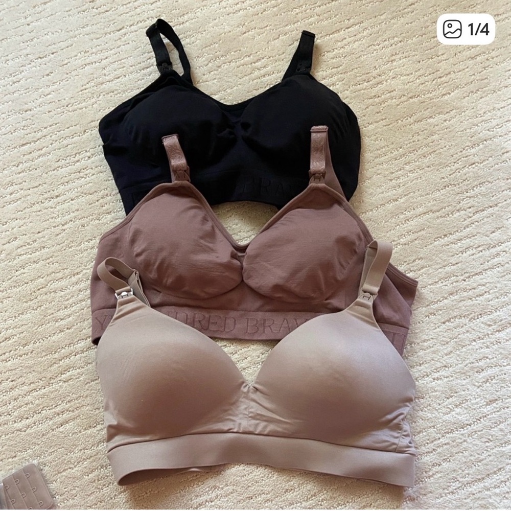 Kindred Bravely Wireless Nursing Bra Set - Black, Rose, and Tan